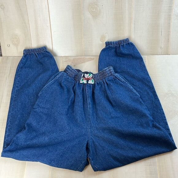 Chic vintage high rise 80s Jeans denim Elastic Waist - Picture 4 of 11